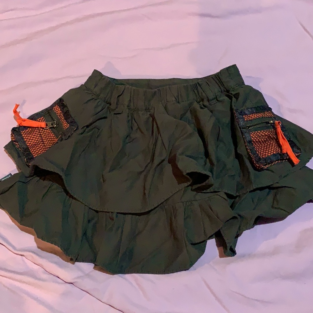 DKNY Military Green Ruffle Skirt 3T